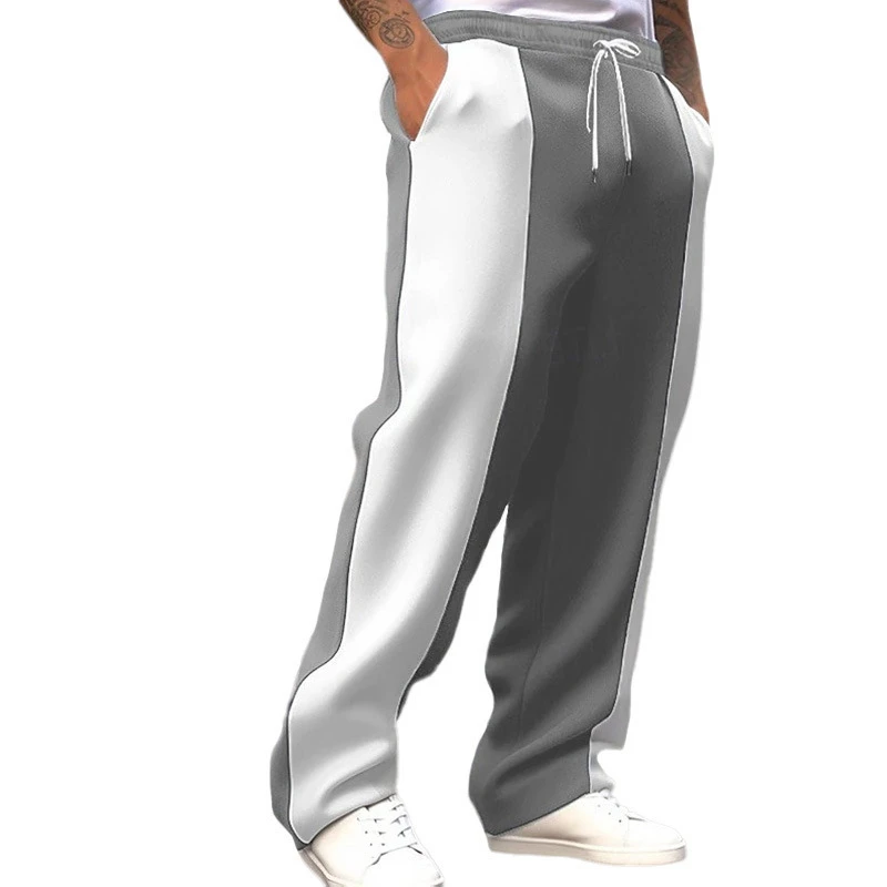 Hommes décontracté sport lâche santé tissu taille Jogging séchage rapide couture contraste couleur pantalons longs mode